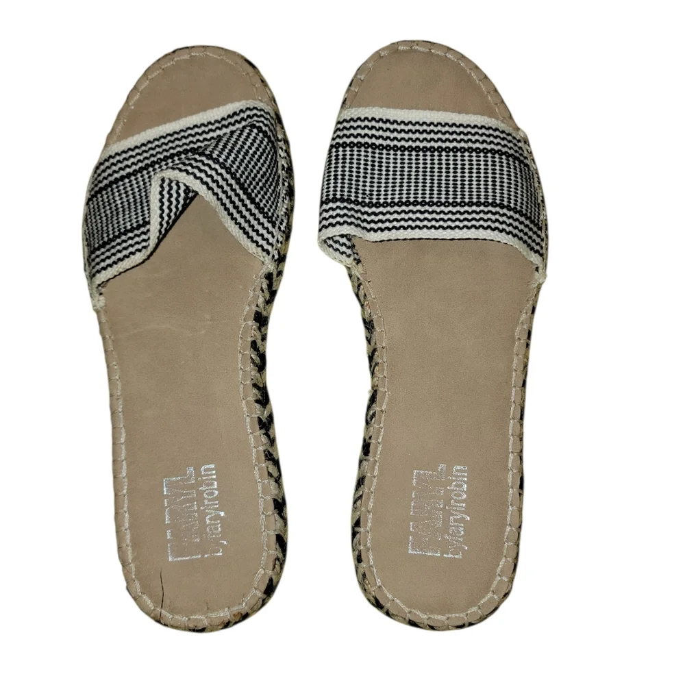 Farylrobin Black And White Espadrille Slides Size 7.5